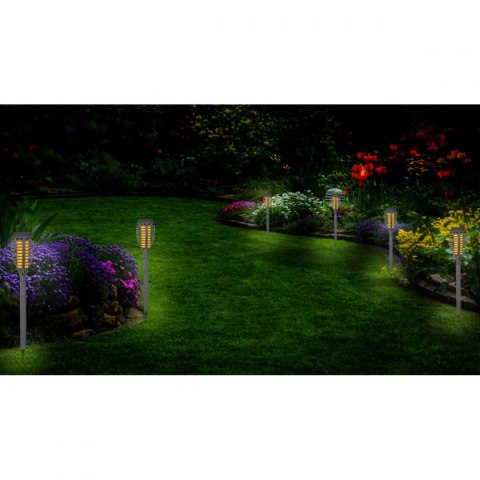 Pochodnia lampa solarna tańczące płomyki 12 led SMD szara Pochodnia lampa solarna tańczące płomyki 12 led SMD szara