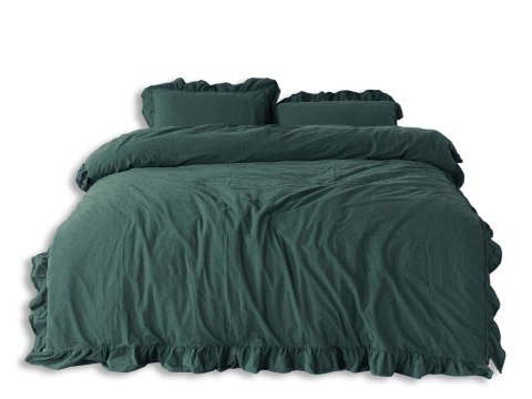 Pościel bawełniana DARK GREEN/160x200(P) STONEWASHED Pościel bawełniana DARK GREEN/160x200(P) STONEWASHED