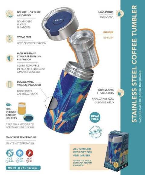 Quokka Boost Coffee Tumbler - Kubek termiczny ze stali nierdzewnej z zaparzaczem 400 ml (Greenstone) Quokka Boost Coffee Tumbler - Kubek termiczny ze stali nierdzewnej z zaparzaczem 400 ml (Greenstone)