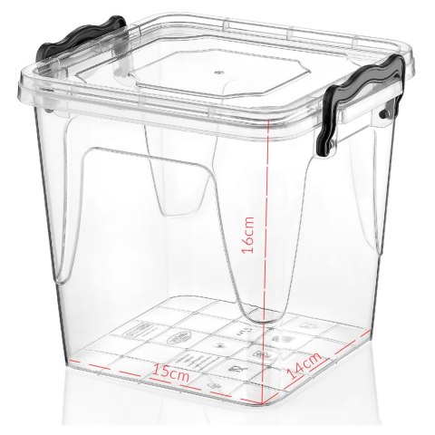 Pojemnik plastikowy 1,8L KWADRAT WYSOKI z pokrywką Pojemnik plastikowy 1,8L KWADRAT WYSOKI z pokrywką