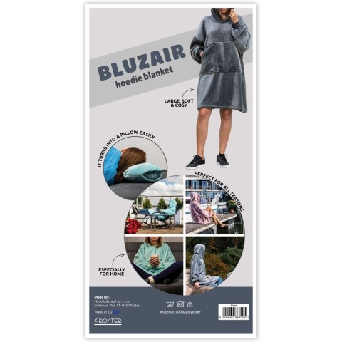 Bluzair Bluza Koc z Kapturem XXL Ciepła Szary 4w1 Bluzair Bluza Koc z Kapturem XXL Ciepła Szary 4w1