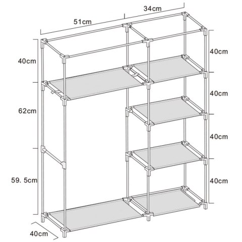 Szafa tekstylna garderoba 90x45x170cm ciemno-szara 8811 Szafa tekstylna garderoba 90x45x170cm ciemno-szara 8811