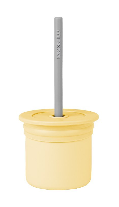 MINIKOIOI silikonowy bidon i pojemnik na przekąski MELLOW YELLOW/GREY MINIKOIOI silikonowy bidon i pojemnik na przekąski MELLOW YELLOW/GREY