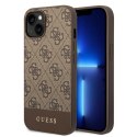 Guess 4G Bottom Stripe Metal Logo Collection - Etui iPhone 14 (brązowy)