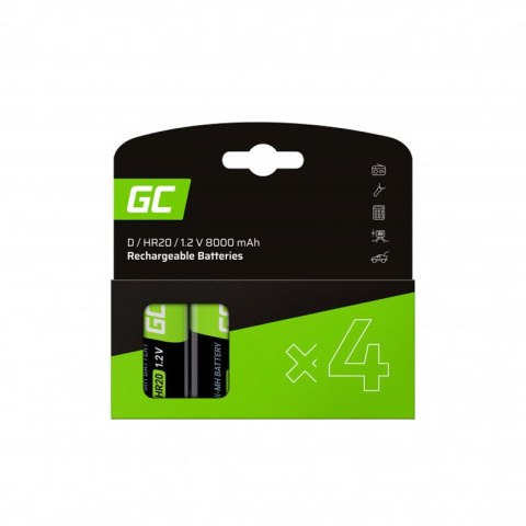 Green Cell - Baterie Akumulatorki 4x D R20 HR20 Ni-MH 1.2V 8000 mAh Green Cell - Baterie Akumulatorki 4x D R20 HR20 Ni-MH 1.2V 8000 mAh