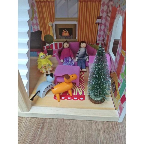 Domek dla lalek drewniany Led XXXL 60x33x90 cm - 3 lalki , kotek i piesek Domek dla lalek drewniany Led XXXL 60x33x90 cm - 3 lalki , kotek i piesek