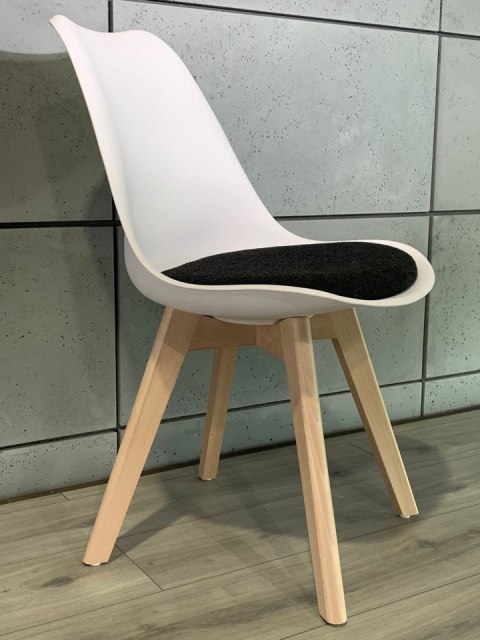 Krzesło skandynawskie MONZA WHITE Pro - Black Fabric V Krzesło skandynawskie MONZA WHITE Pro - Black Fabric V