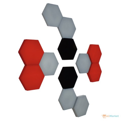 Panel ścienny 3d dekoracyjny piankowy WallMarket Heksagon intensywna czerwień grubość 2,5 cm Panel ścienny 3d dekoracyjny piankowy WallMarket Heksagon intensywna czerwień grubość 2,5 cm