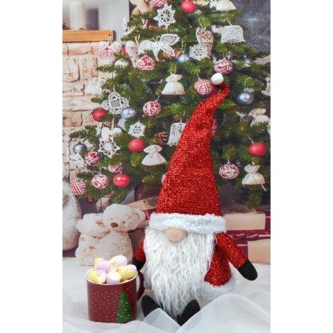 Brokatowy skrzat dekoracyjny 50 cm czerwony Brokatowy skrzat dekoracyjny 50 cm czerwony