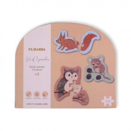 Filibabba puzzle drewniane 7el. nordic animals