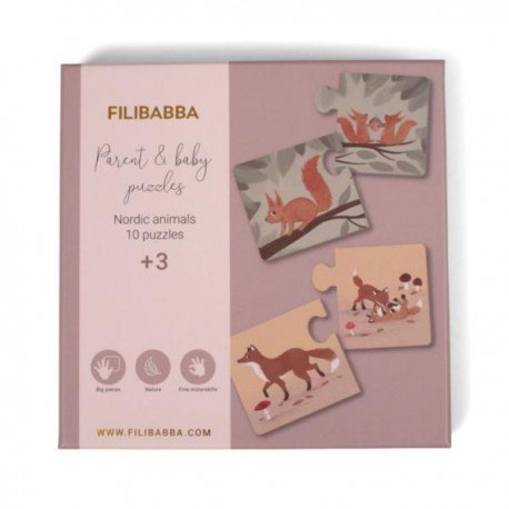 Filibabba puzzle mama i dziecko nordic animals