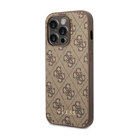 Guess 4G Metal Gold Logo - Etui iPhone 14 Pro (brązowy) Guess 4G Metal Gold Logo - Etui iPhone 14 Pro (brązowy)