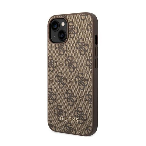 Guess 4G Metal Gold Logo - Etui iPhone 14 (brązowy) Guess 4G Metal Gold Logo - Etui iPhone 14 (brązowy)