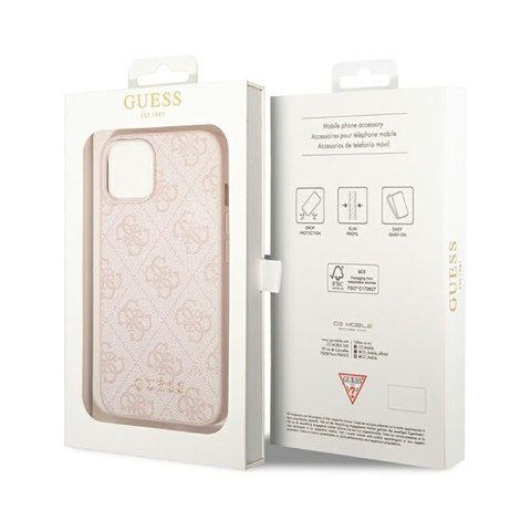 Guess 4G Metal Gold Logo - Etui iPhone 14 (różowy) Guess 4G Metal Gold Logo - Etui iPhone 14 (różowy)