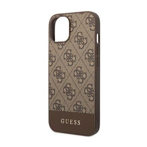 Guess 4G Bottom Stripe Metal Logo Collection - Etui iPhone 14 Plus (brązowy) Guess 4G Bottom Stripe Metal Logo Collection - Etui iPhone 14 Plus (brązowy)