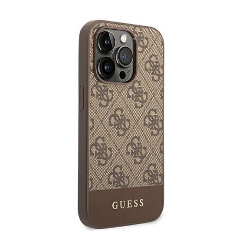 Guess 4G Bottom Stripe Metal Logo Collection - Etui iPhone 14 Pro Max (brązowy) Guess 4G Bottom Stripe Metal Logo Collection - Etui iPhone 14 Pro Max (brązowy)
