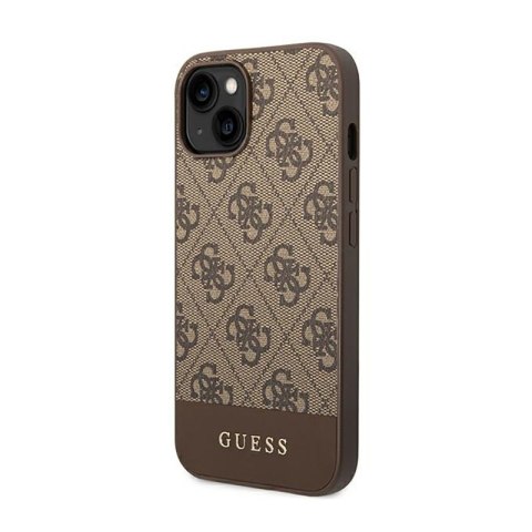 Guess 4G Bottom Stripe Metal Logo Collection - Etui iPhone 14 (brązowy) Guess 4G Bottom Stripe Metal Logo Collection - Etui iPhone 14 (brązowy)
