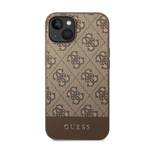 Guess 4G Bottom Stripe Metal Logo Collection - Etui iPhone 14 (brązowy) Guess 4G Bottom Stripe Metal Logo Collection - Etui iPhone 14 (brązowy)