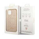 Guess Glitter Flakes Metal Logo Case - Etui iPhone 14 Plus (złoty)