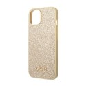 Guess Glitter Flakes Metal Logo Case - Etui iPhone 14 (złoty)