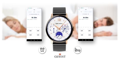 Smartwatch Damski Giewont GW330-4 Różowe Złoto-Róż Pudrowy Pasek Silikonowy + Czarna Bransoleta Smartwatch Damski Giewont GW330-4 Różowe Złoto-Róż Pudrowy Pasek Silikonowy + Czarna Bransoleta