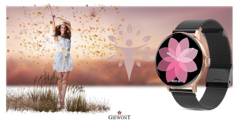 Smartwatch Damski Giewont GW330-4 Różowe Złoto-Róż Pudrowy Pasek Silikonowy + Czarna Bransoleta Smartwatch Damski Giewont GW330-4 Różowe Złoto-Róż Pudrowy Pasek Silikonowy + Czarna Bransoleta