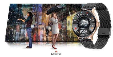 Smartwatch Damski Giewont GW330-4 Różowe Złoto-Róż Pudrowy Pasek Silikonowy + Czarna Bransoleta Smartwatch Damski Giewont GW330-4 Różowe Złoto-Róż Pudrowy Pasek Silikonowy + Czarna Bransoleta