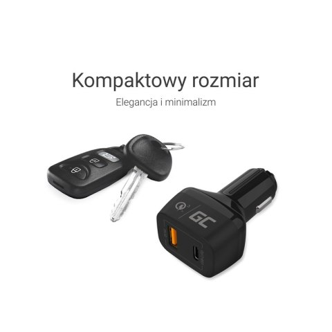 Green Cell - Ładowarka samochodowa USB-C Power Delivery + USB Quick Charge 3.0 Green Cell - Ładowarka samochodowa USB-C Power Delivery + USB Quick Charge 3.0
