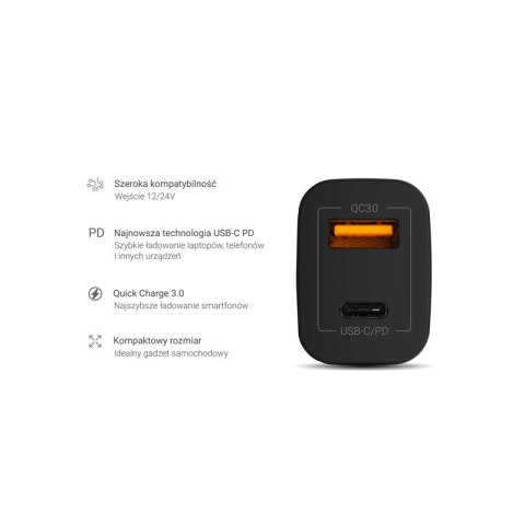 Green Cell - Ładowarka samochodowa USB-C Power Delivery + USB Quick Charge 3.0 Green Cell - Ładowarka samochodowa USB-C Power Delivery + USB Quick Charge 3.0