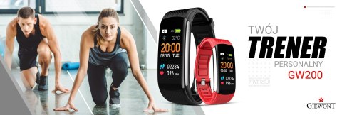 Smartband Giewont Czarny GW200-1 + Pasek Czerwony Smartband Giewont Czarny GW200-1 + Pasek Czerwony