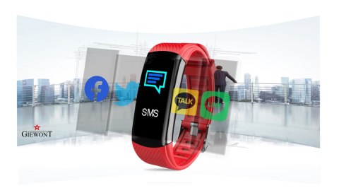 Smartband Giewont Czarny GW200-1 + Pasek Czerwony Smartband Giewont Czarny GW200-1 + Pasek Czerwony
