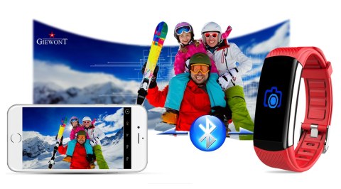 Smartband Giewont Czarny GW200-1 + Pasek Czerwony Smartband Giewont Czarny GW200-1 + Pasek Czerwony