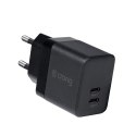 Crong Utra Compact GaN - Ładowarka sieciowa 35W PD 3.0 2x USB-C (czarny)