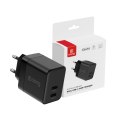 Crong Utra Compact GaN - Ładowarka sieciowa 35W PD 3.0 2x USB-C (czarny)