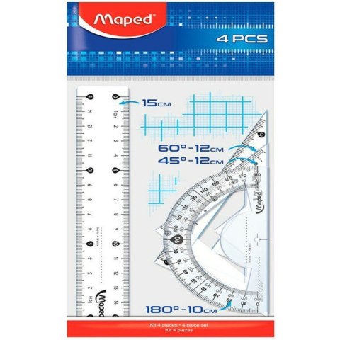 Zestaw Maped Start: linijka 15cm 2 ekierki kątomierz Zestaw Maped Start: linijka 15cm 2 ekierki kątomierz