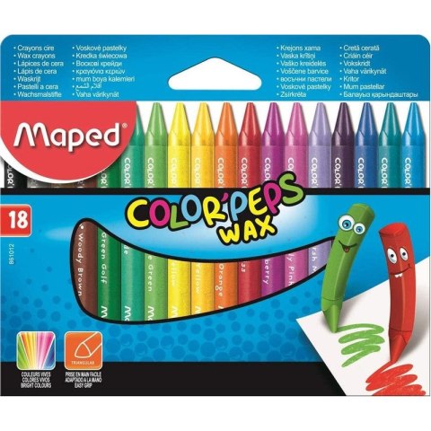 KREDKI ŚWIECOWE MAPED COLOR&#039;PEPS WAX 18 KOLORÓW