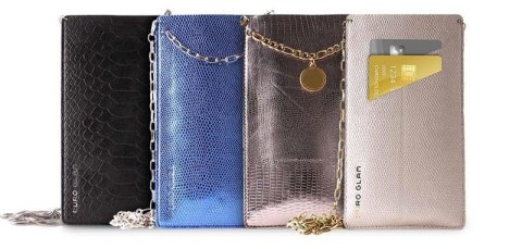 PURO GLAM Chain - Etui uniwersalne do smartfonów z 2 kieszeniami na karty w/gold chain XL (niebieski) PURO GLAM Chain - Etui uniwersalne do smartfonów z 2 kieszeniami na karty w/gold chain XL (niebieski)