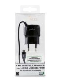 PURO Mini Travel Charger - Przenośna ładowarka sieciowa z kablem Micro USB (czarny)