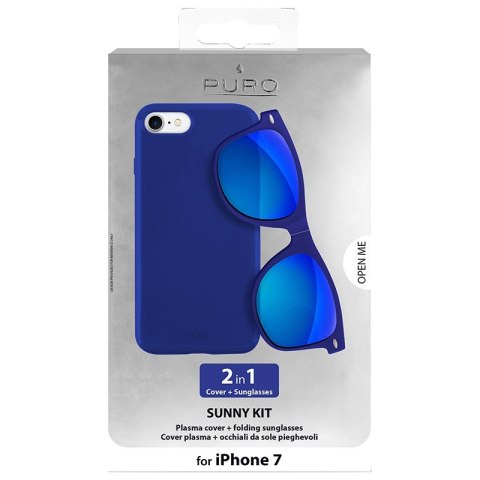 PURO Sunny Kit - Zestaw etui iPhone SE 2020 / 8 / 7 + składane okulary przeciwsłoneczne (niebieski) PURO Sunny Kit - Zestaw etui iPhone SE 2020 / 8 / 7 + składane okulary przeciwsłoneczne (niebieski)