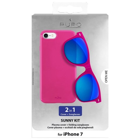PURO Sunny Kit - Zestaw etui iPhone SE 2020 / 8 / 7 + składane okulary przeciwsłoneczne (różowy) PURO Sunny Kit - Zestaw etui iPhone SE 2020 / 8 / 7 + składane okulary przeciwsłoneczne (różowy)