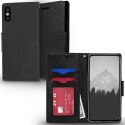 Zizo Flap Wallet Pouch - Etui iPhone X z kieszeniami na karty + stand up (Black/Black)