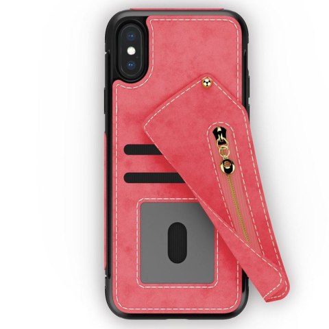 Zizo Nebula Wallet Case - Skórzane etui iPhone X z kieszeniami na karty + saszetka na zamek + szkło 9H na ekran (Pink/Black) Zizo Nebula Wallet Case - Skórzane etui iPhone X z kieszeniami na karty + saszetka na zamek + szkło 9H na ekran (Pink/Black)
