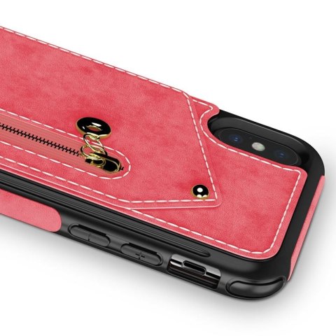 Zizo Nebula Wallet Case - Skórzane etui iPhone X z kieszeniami na karty + saszetka na zamek + szkło 9H na ekran (Pink/Black) Zizo Nebula Wallet Case - Skórzane etui iPhone X z kieszeniami na karty + saszetka na zamek + szkło 9H na ekran (Pink/Black)