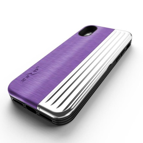 Zizo Retro Series - Etui iPhone Xs/ X z kieszenią na karty + podstawka + szkło 9H na ekran (Purple/Silver) Zizo Retro Series - Etui iPhone Xs/ X z kieszenią na karty + podstawka + szkło 9H na ekran (Purple/Silver)