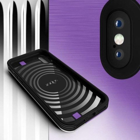 Zizo Retro Series - Etui iPhone Xs/ X z kieszenią na karty + podstawka + szkło 9H na ekran (Purple/Silver) Zizo Retro Series - Etui iPhone Xs/ X z kieszenią na karty + podstawka + szkło 9H na ekran (Purple/Silver)