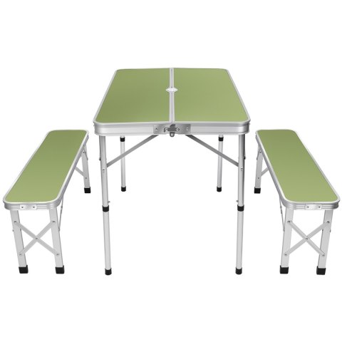Stolik turystyczny składany 90x60x70 cm + 2 ławki 87x23x39 cm Stolik turystyczny składany 90x60x70 cm + 2 ławki 87x23x39 cm