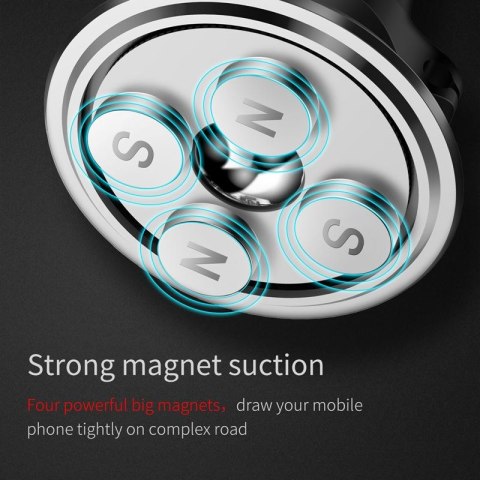 Baseus Magnetic Air Vent - Magnetyczny uchwyt samochodowy na kratkę wentylacyjną z klipsem na 2 kable (srebrny/czarny) Baseus Magnetic Air Vent - Magnetyczny uchwyt samochodowy na kratkę wentylacyjną z klipsem na 2 kable (srebrny/czarny)