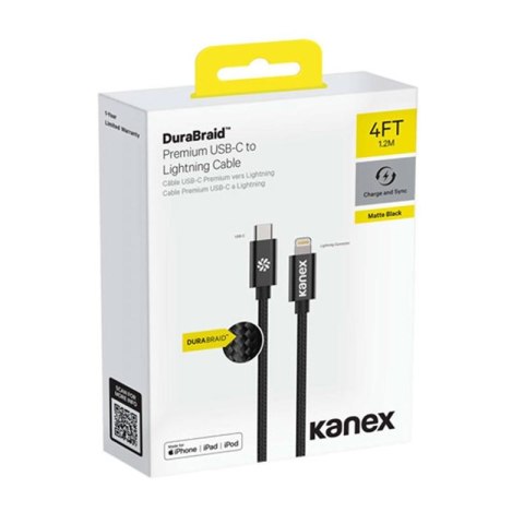 Kanex DuraBraid - Kabel połączeniowy USB-C (Power Delivery) na Lightning MFi 1,2 m (Silver) Kanex DuraBraid - Kabel połączeniowy USB-C (Power Delivery) na Lightning MFi 1,2 m (Silver)