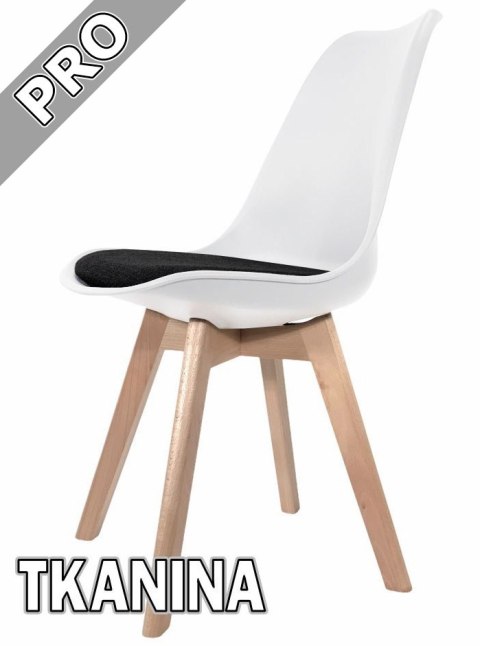 Krzesło skandynawskie MONZA WHITE Pro - Black Fabric V Krzesło skandynawskie MONZA WHITE Pro - Black Fabric V
