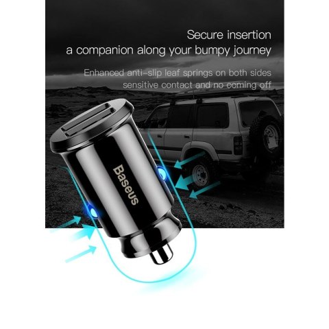 Baseus Grain - Ładowarka samochodowa 2 x USB, 5 V / 3.1 A (biały) Baseus Grain - Ładowarka samochodowa 2 x USB, 5 V / 3.1 A (biały)